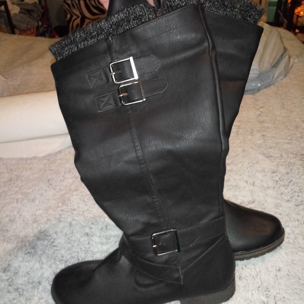 Black leather boots